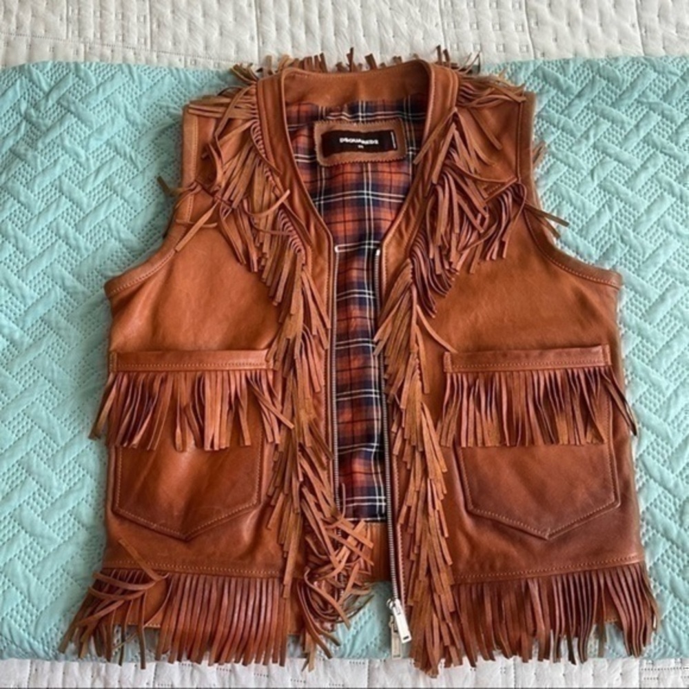 DSQUARED2 Fringed Leather Vest NWOT